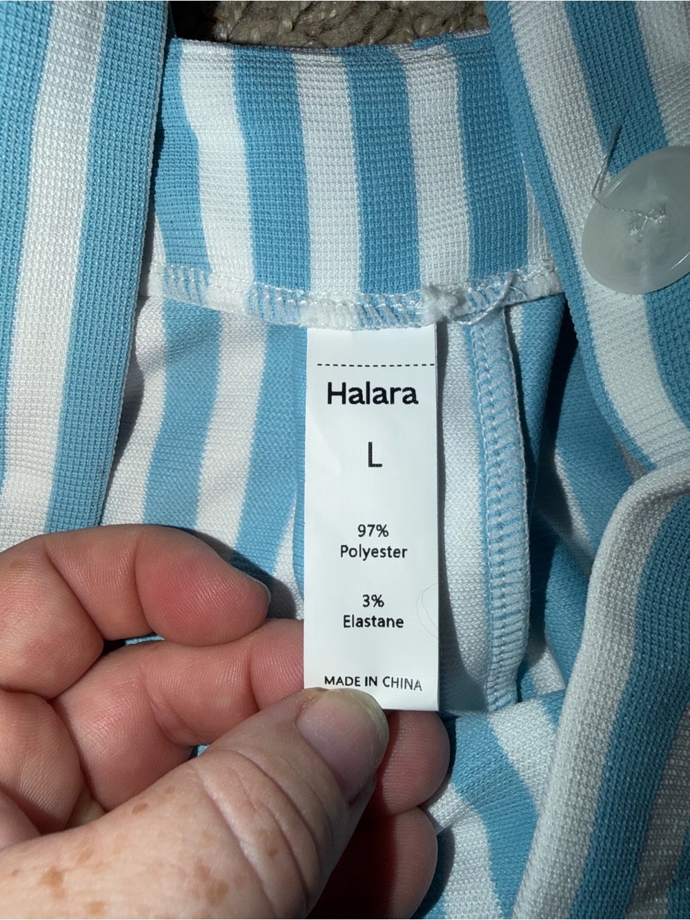 HALARA Blue and White Striped Jumpsuit Romper - Picture 3 of 5